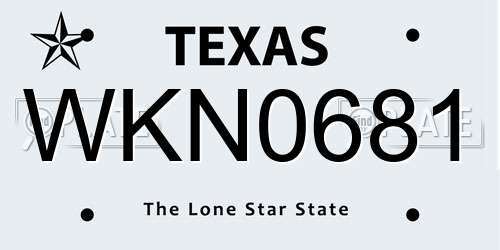 WKN0681 Texas License Plate