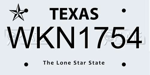 WKN1754 Texas License Plate