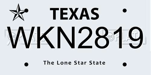 WKN2819 Texas License Plate