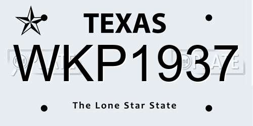 WKP1937 Texas License Plate