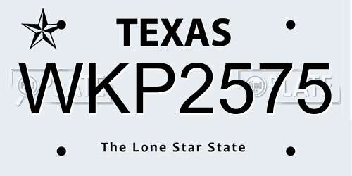WKP2575 Texas License Plate