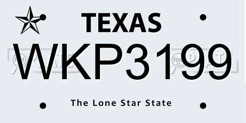 WKP3199 Texas License Plate