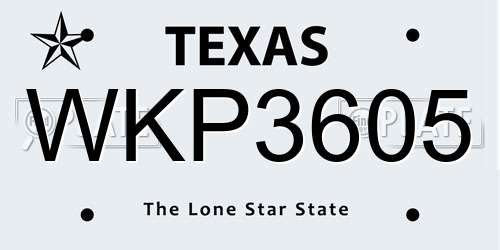 WKP3605 Texas License Plate