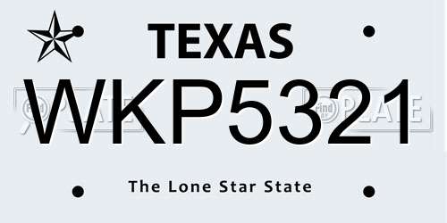 WKP5321 Texas License Plate