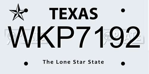 WKP7192 Texas License Plate