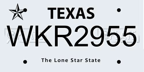 WKR2955 Texas License Plate