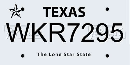 WKR7295 Texas License Plate