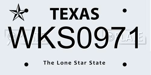 WKS0971 Texas License Plate