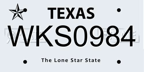 WKS0984 Texas License Plate