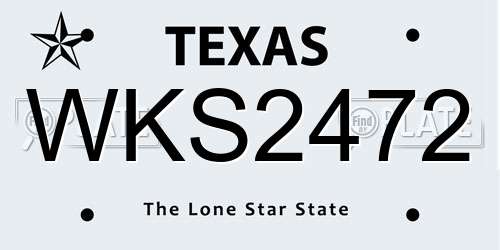 WKS2472 Texas License Plate