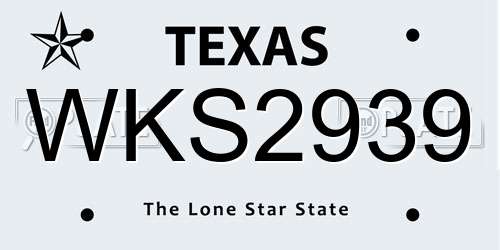 WKS2939 Texas License Plate