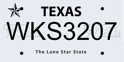 WKS3207 Texas License Plate