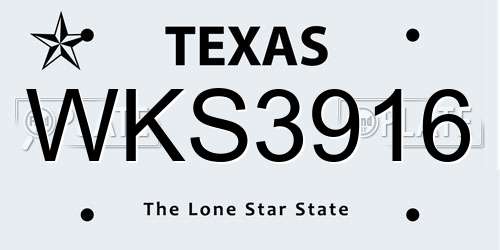 WKS3916 Texas License Plate