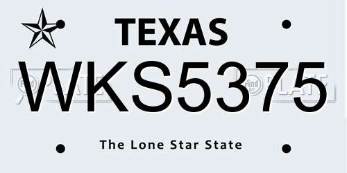 WKS5375 Texas License Plate