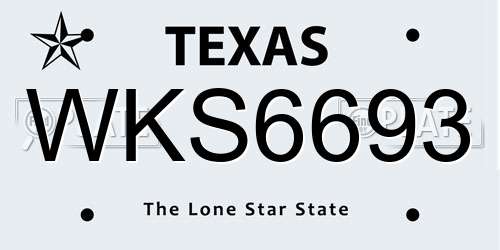 WKS6693 Texas License Plate