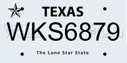 WKS6879 Texas License Plate