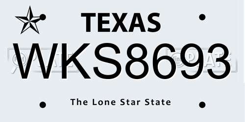 WKS8693 Texas License Plate