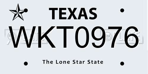 WKT0976 Texas License Plate