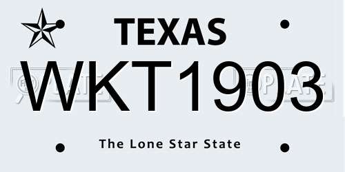 WKT1903 Texas License Plate