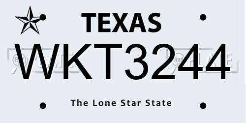 WKT3244 Texas License Plate