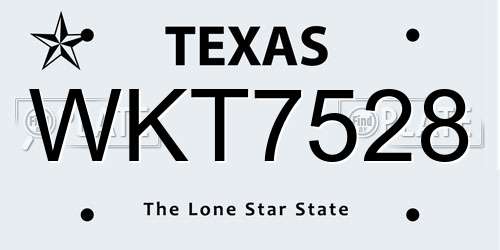 WKT7528 Texas License Plate