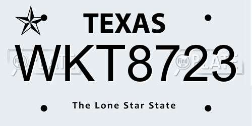 WKT8723 Texas License Plate