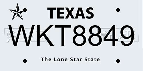 WKT8849 Texas License Plate