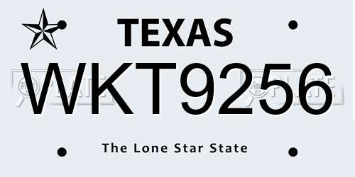 WKT9256 Texas License Plate