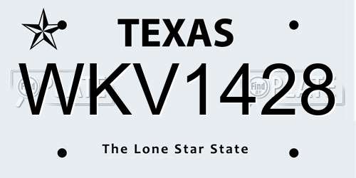 WKV1428 Texas License Plate