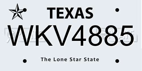 WKV4885 Texas License Plate