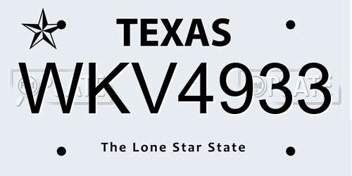 WKV4933 Texas License Plate