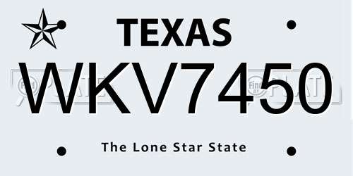 WKV7450 Texas License Plate