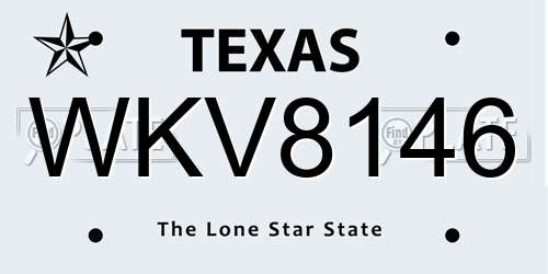 WKV8146 Texas License Plate