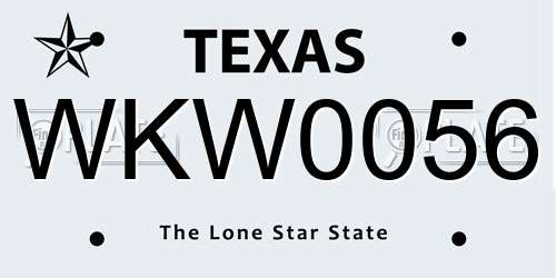 WKW0056 Texas License Plate
