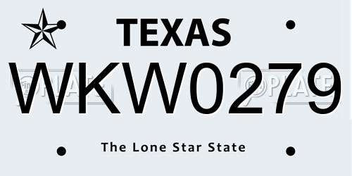 WKW0279 Texas License Plate