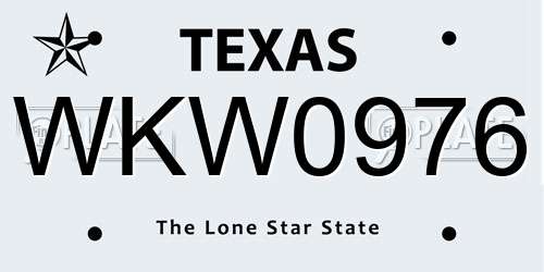 WKW0976 Texas License Plate