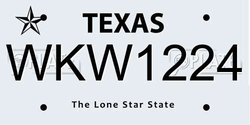 WKW1224 Texas License Plate
