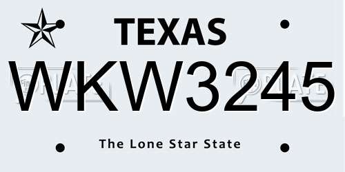 WKW3245 Texas License Plate