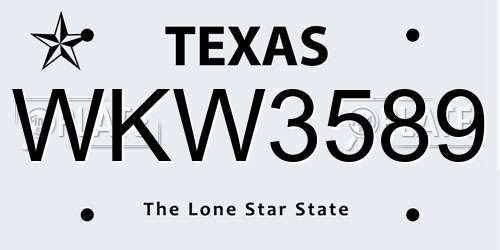 WKW3589 Texas License Plate