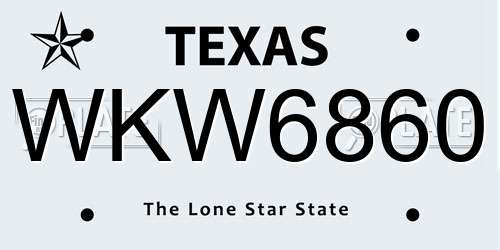 WKW6860 Texas License Plate