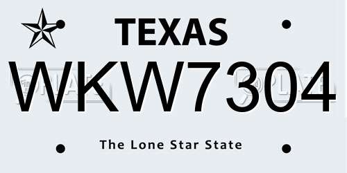 WKW7304 Texas License Plate