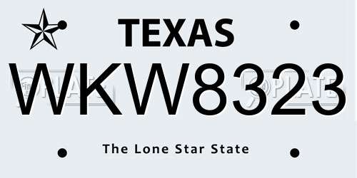 WKW8323 Texas License Plate