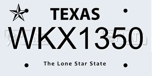 WKX1350 Texas License Plate
