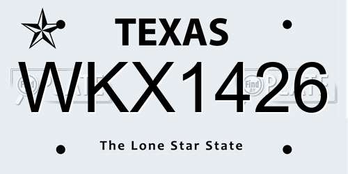 WKX1426 Texas License Plate