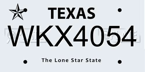 WKX4054 Texas License Plate