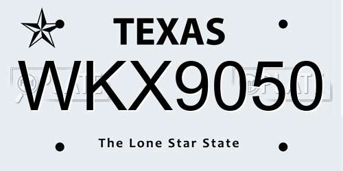 WKX9050 Texas License Plate