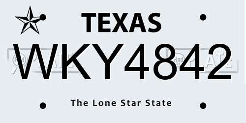 WKY4842 Texas License Plate
