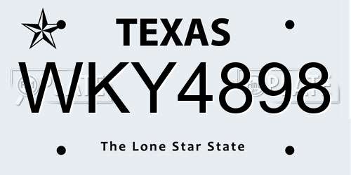 WKY4898 Texas License Plate