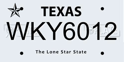 WKY6012 Texas License Plate