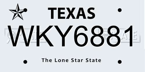 WKY6881 Texas License Plate